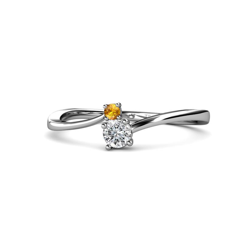 Lucie 4.10 mm Bold Round Citrine and Diamond 2 Stone Promise Ring 