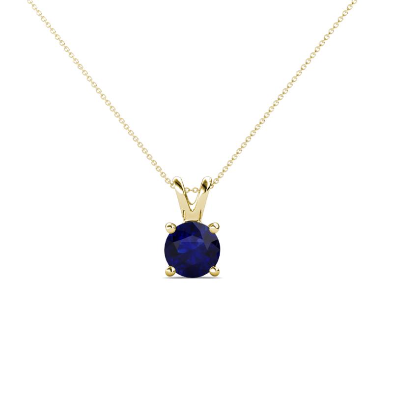 Jassiel 5.00 mm Round Blue Sapphire Double Bail Solitaire Pendant Necklace 