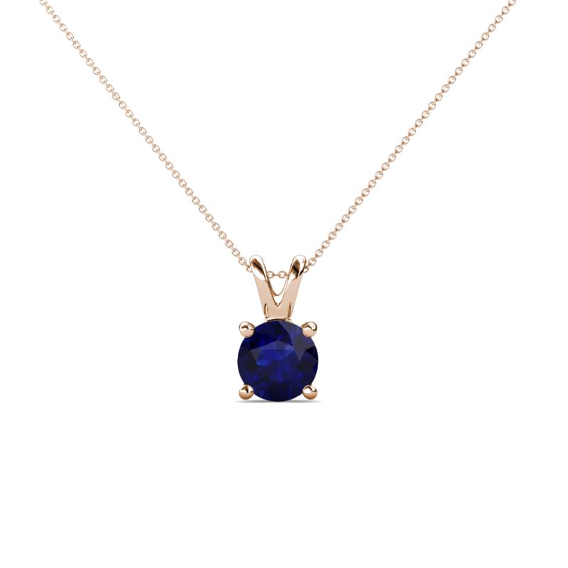 Jassiel 5.00 mm Round Blue Sapphire Double Bail Solitaire Pendant Necklace 
