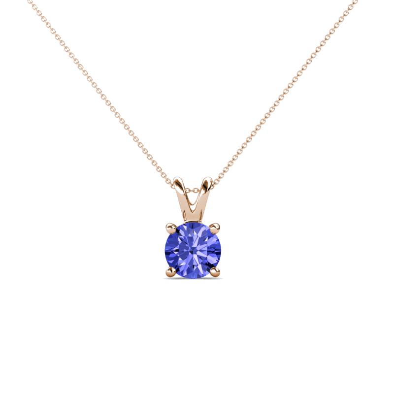Jassiel 5.00 mm Round Tanzanite Double Bail Solitaire Pendant Necklace 