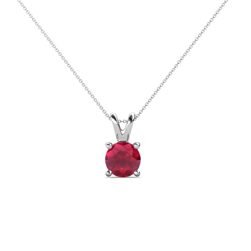 Jassiel 5.00 mm Round Ruby Double Bail Solitaire Pendant Necklace 