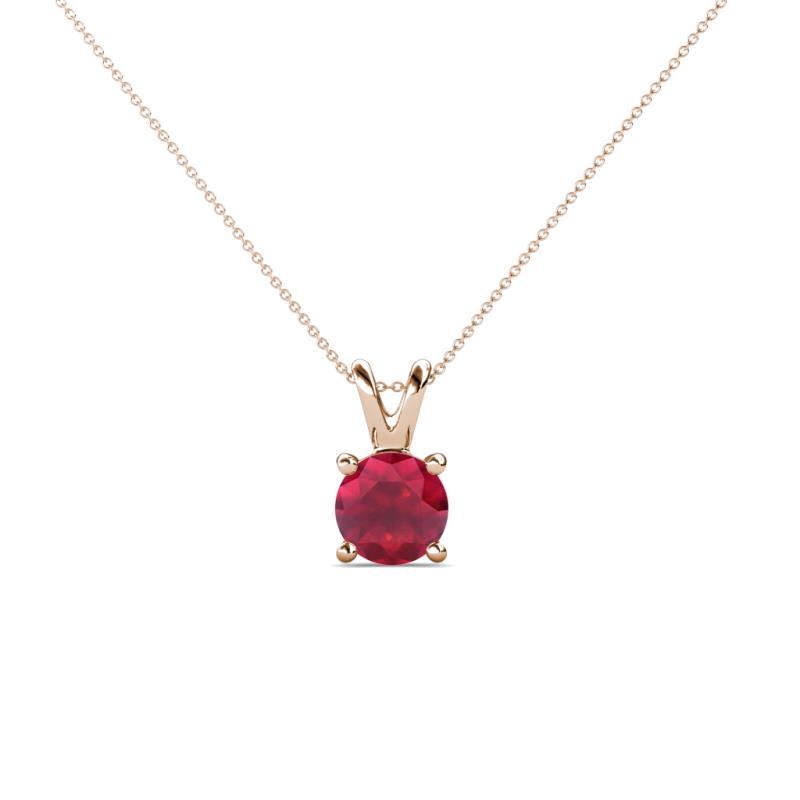 Jassiel 5.00 mm Round Ruby Double Bail Solitaire Pendant Necklace 