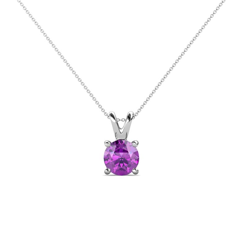 Jassiel 5.00 mm Round Amethyst Double Bail Solitaire Pendant Necklace 
