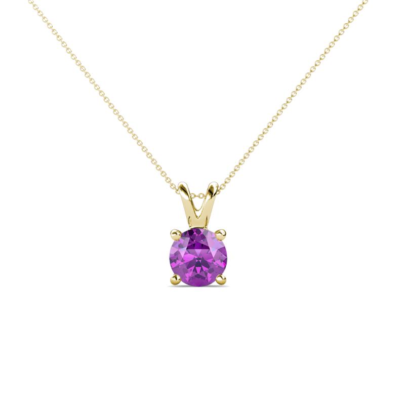 Jassiel 5.00 mm Round Amethyst Double Bail Solitaire Pendant Necklace 
