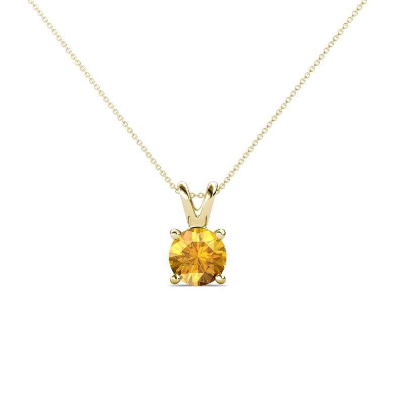 Jassiel 5.00 mm Round Citrine Double Bail Solitaire Pendant Necklace 