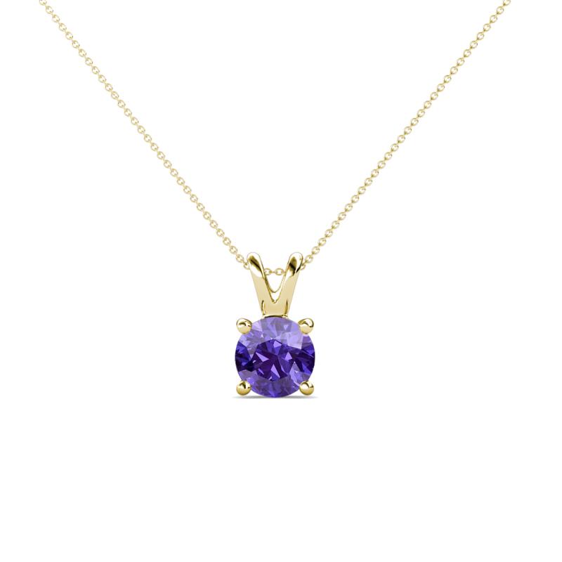 Jassiel 5.00 mm Round Iolite Double Bail Solitaire Pendant Necklace 
