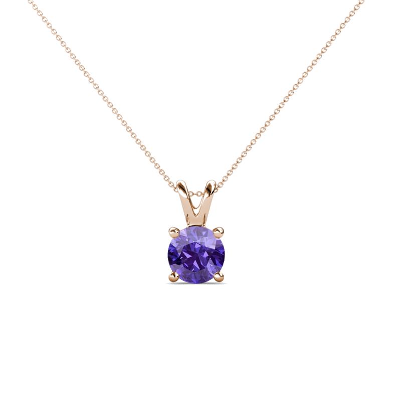 Jassiel 5.00 mm Round Iolite Double Bail Solitaire Pendant Necklace 