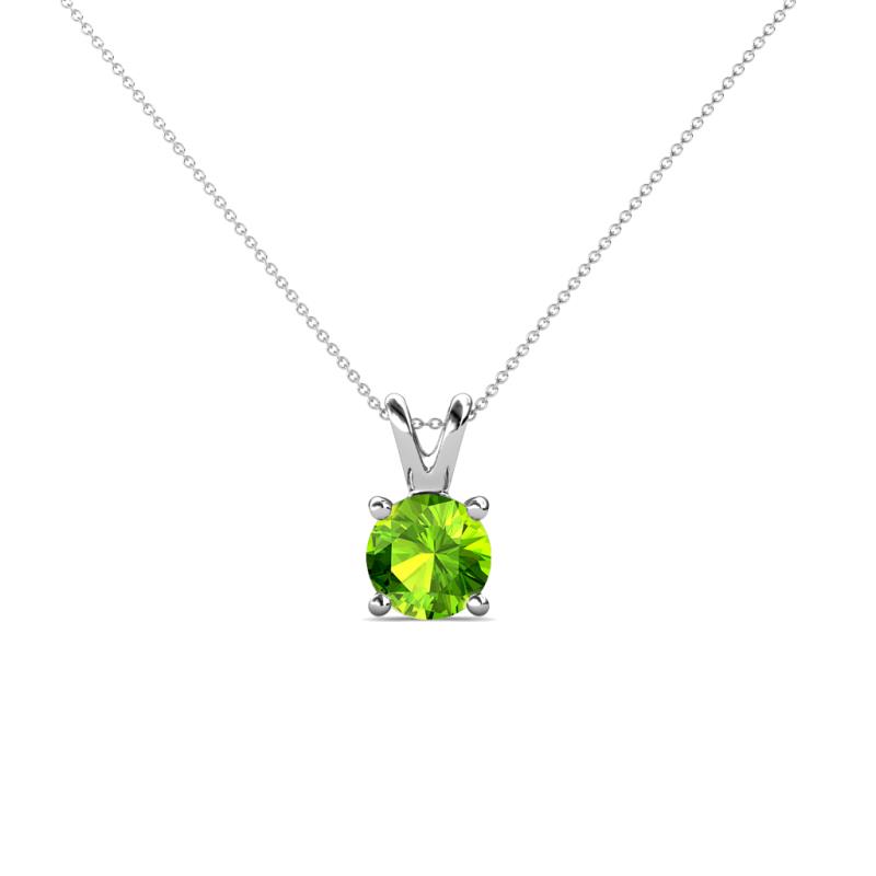 Jassiel 5.00 mm Round Peridot Double Bail Solitaire Pendant Necklace 