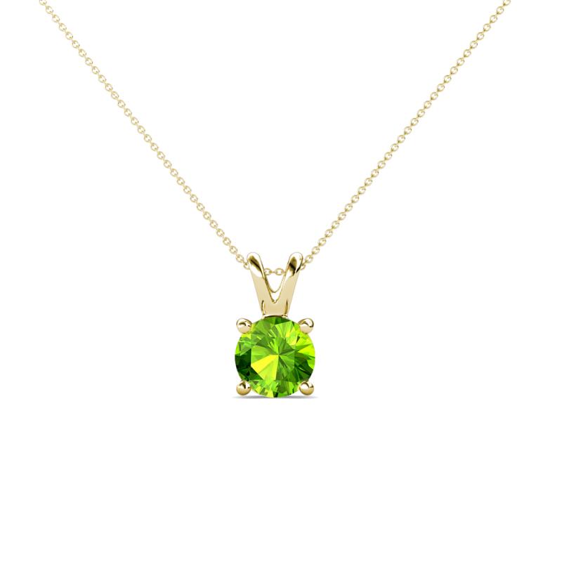 Jassiel 5.00 mm Round Peridot Double Bail Solitaire Pendant Necklace 