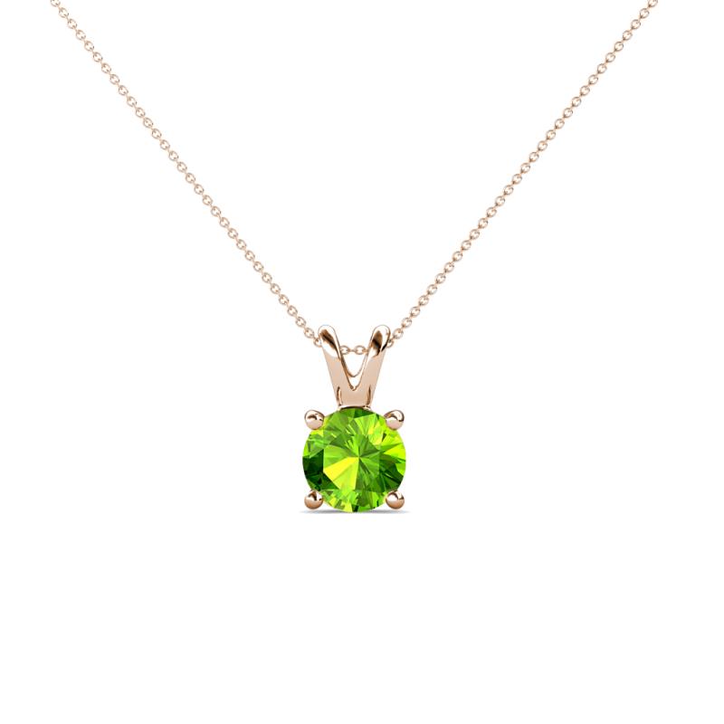 Jassiel 5.00 mm Round Peridot Double Bail Solitaire Pendant Necklace 