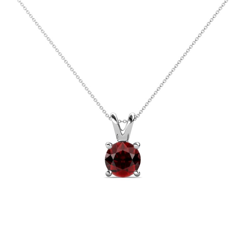 Jassiel 5.00 mm Round Red Garnet Double Bail Solitaire Pendant Necklace 