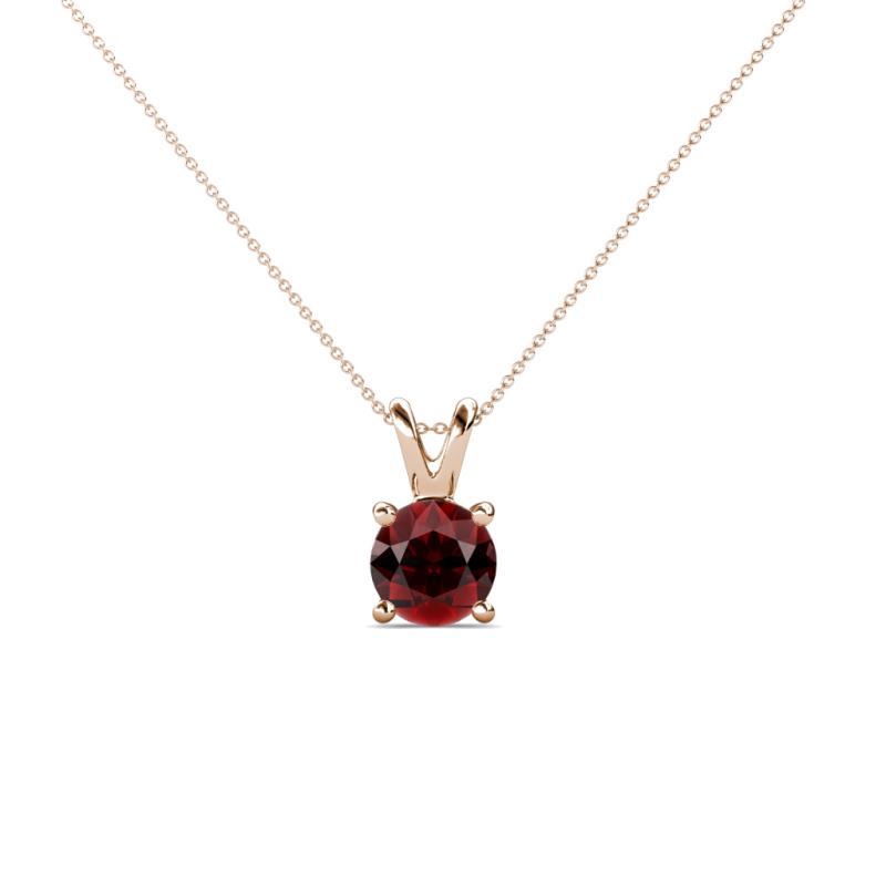 Jassiel 5.00 mm Round Red Garnet Double Bail Solitaire Pendant Necklace 