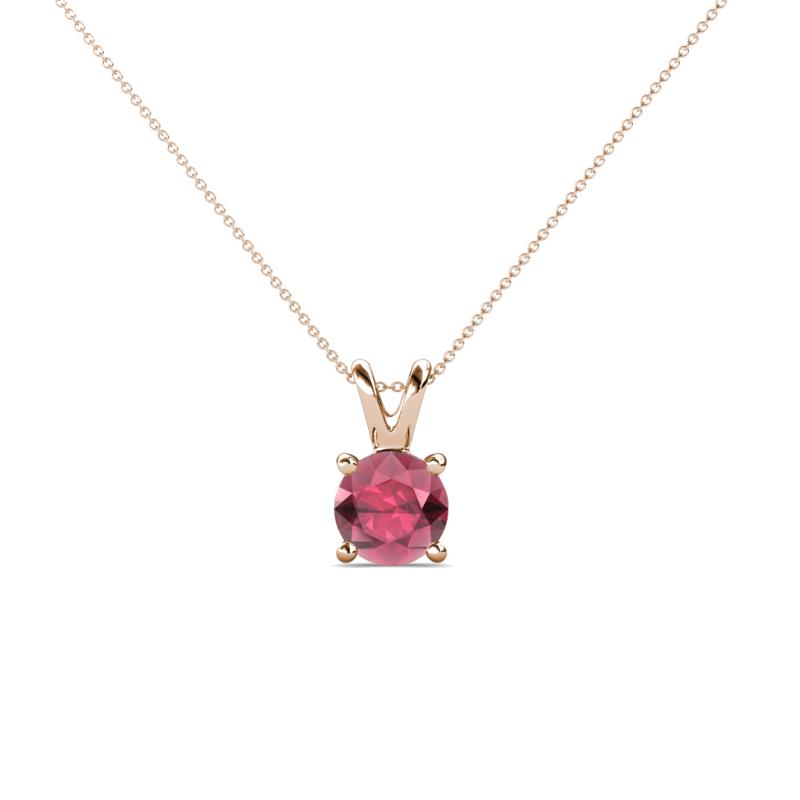 Jassiel 5.00 mm Round Rhodolite Garnet Double Bail Solitaire Pendant Necklace 