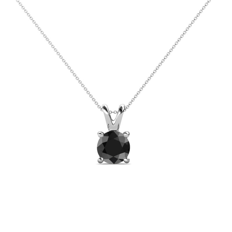 Jassiel 5.00 mm Round Black Diamond Double Bail Solitaire Pendant Necklace 
