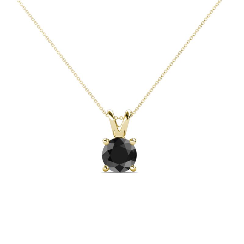 Jassiel 5.00 mm Round Black Diamond Double Bail Solitaire Pendant Necklace 