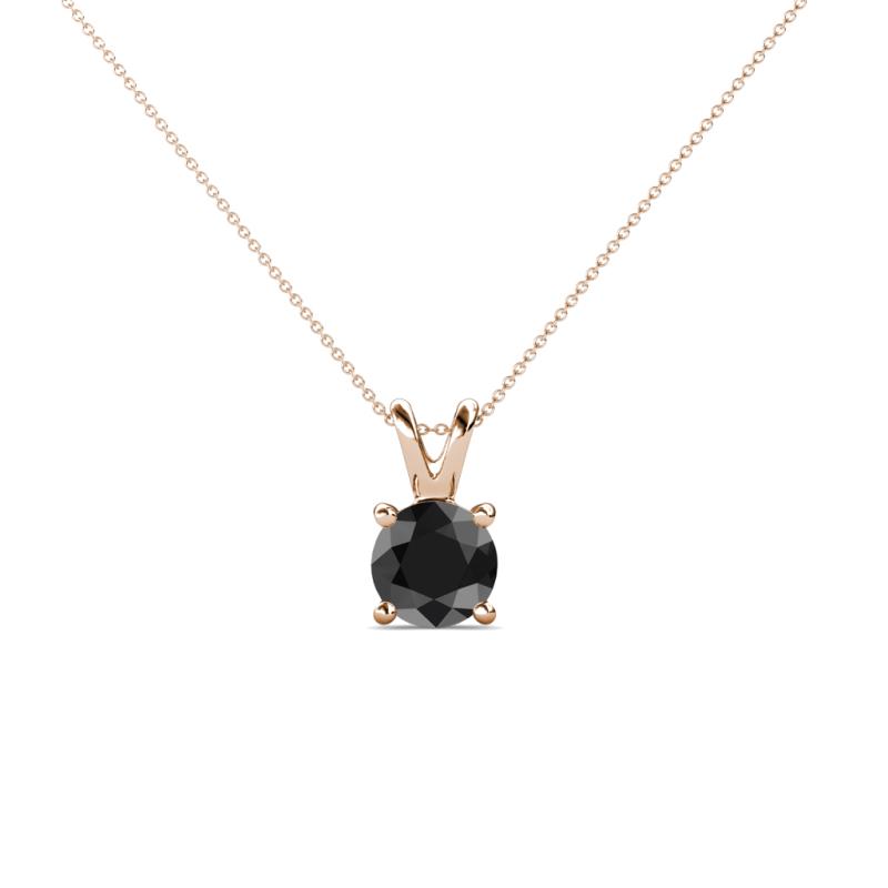 Jassiel 5.00 mm Round Black Diamond Double Bail Solitaire Pendant Necklace 
