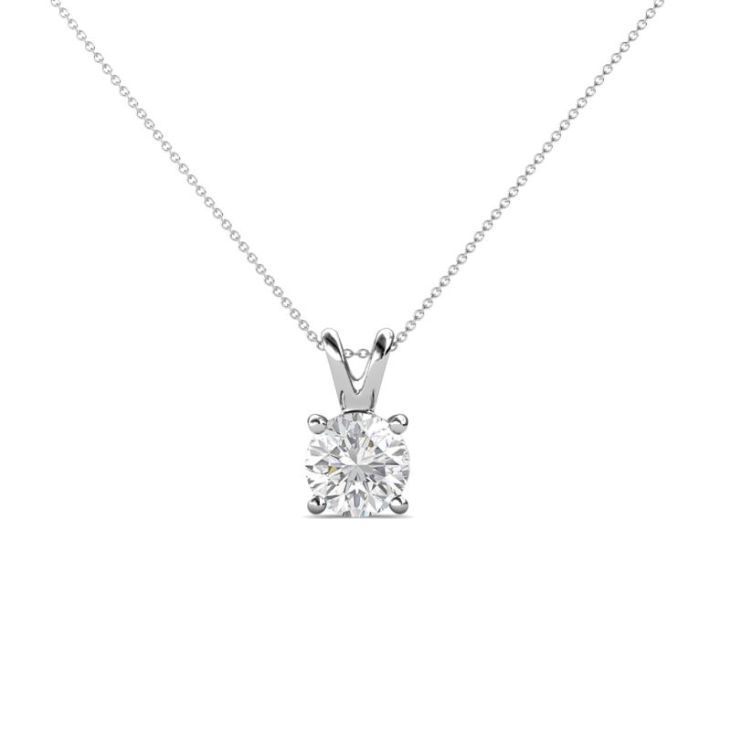 Jassiel 5.00 mm Round White Sapphire Double Bail Solitaire Pendant Necklace 