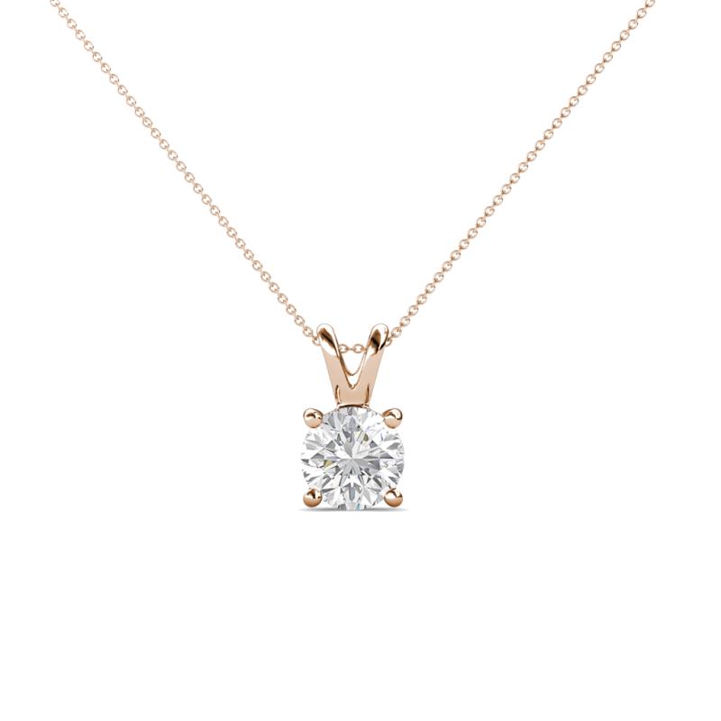 Jassiel 5.00 mm Round White Sapphire Double Bail Solitaire Pendant Necklace 