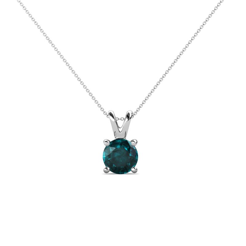 Jassiel 5.00 mm Round London Blue Topaz Double Bail Solitaire Pendant Necklace 