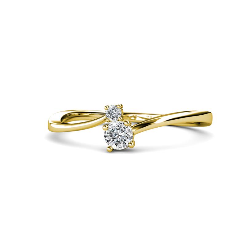 Lucie 4.10 mm Bold Round Lab Grown and Mined Diamond 2 Stone Promise Ring 