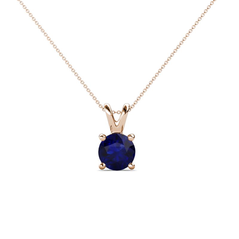 Jassiel 5.80 mm Round Blue Sapphire Double Bail Solitaire Pendant Necklace 