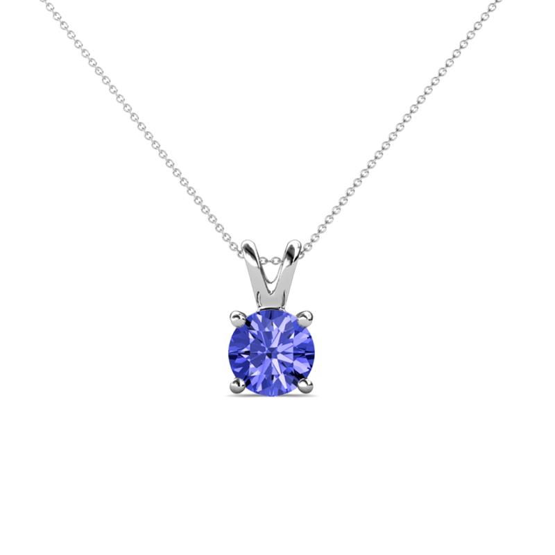 Jassiel 5.80 mm Round Tanzanite Double Bail Solitaire Pendant Necklace 