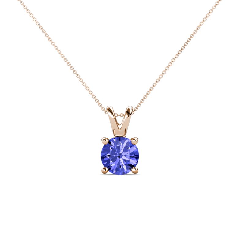 Jassiel 5.80 mm Round Tanzanite Double Bail Solitaire Pendant Necklace 