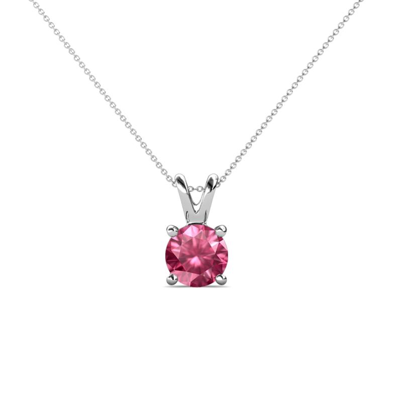 Jassiel 5.80 mm Round Pink Tourmaline Double Bail Solitaire Pendant Necklace 