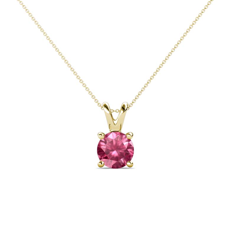 Jassiel 5.80 mm Round Pink Tourmaline Double Bail Solitaire Pendant Necklace 