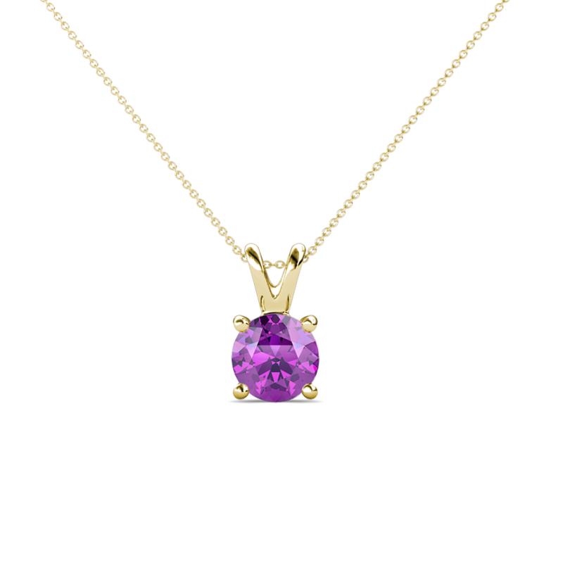 Jassiel 5.80 mm Round Amethyst Double Bail Solitaire Pendant Necklace 