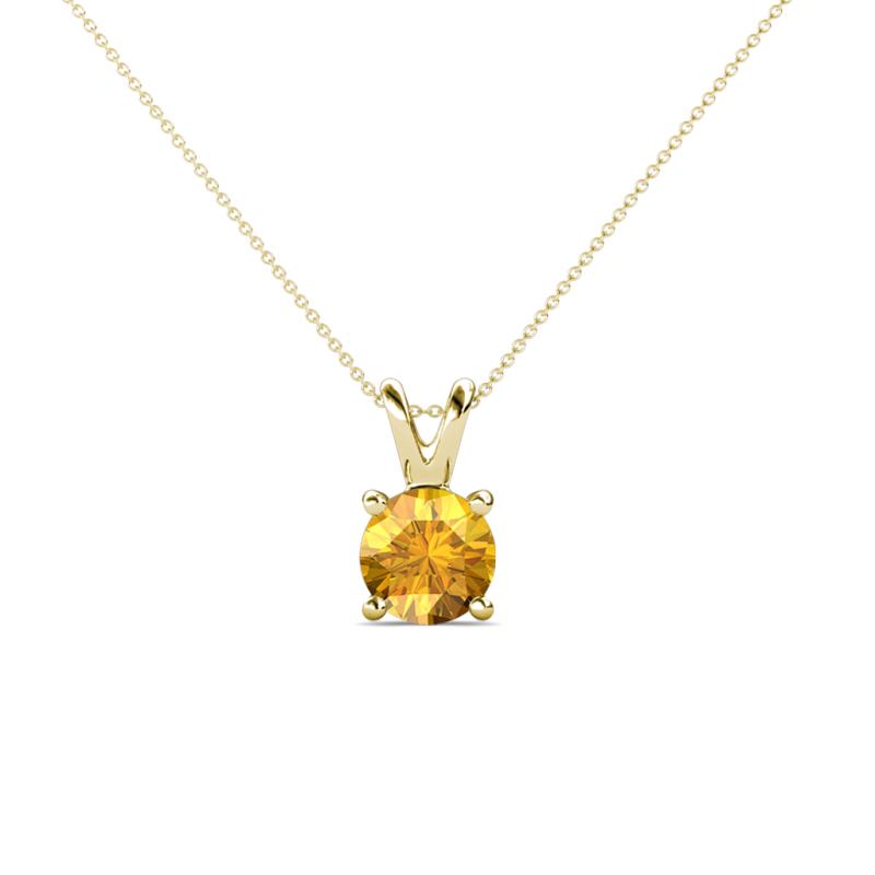 Jassiel 5.80 mm Round Citrine Double Bail Solitaire Pendant Necklace 