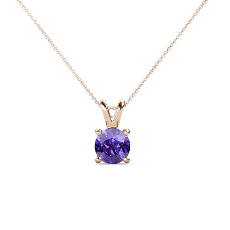 Jassiel 5.80 mm Round Iolite Double Bail Solitaire Pendant Necklace 