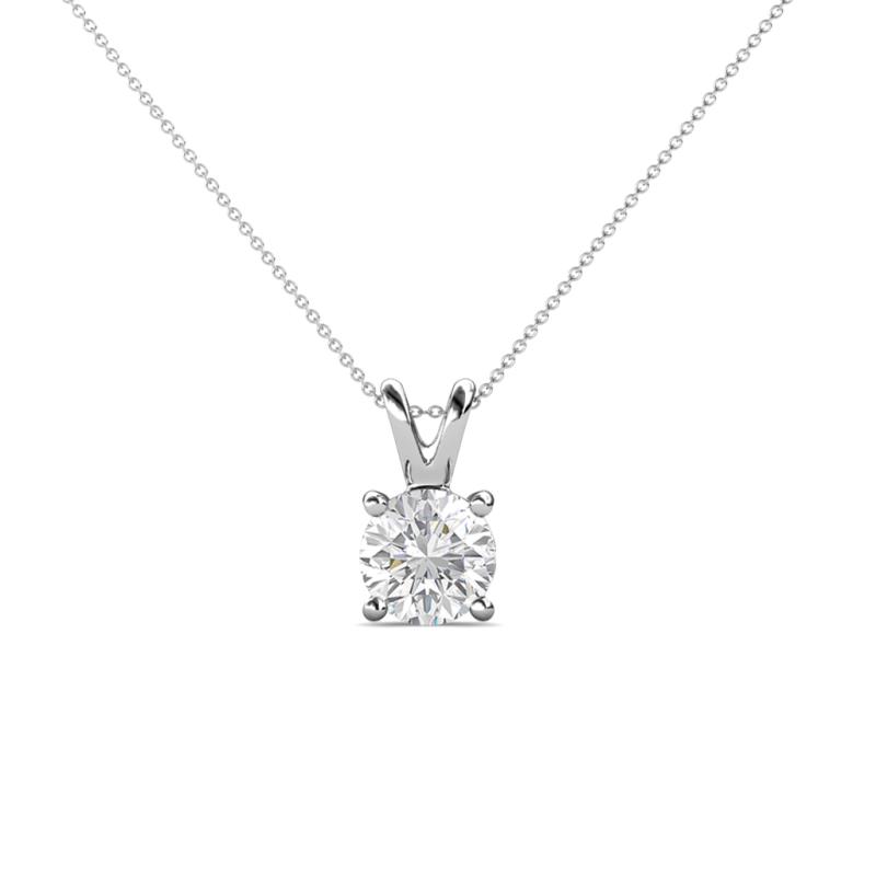 Jassiel 5.80 mm Round White Sapphire Double Bail Solitaire Pendant Necklace 