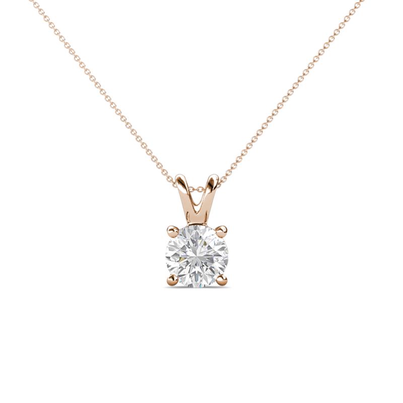 Jassiel 5.80 mm Round White Sapphire Double Bail Solitaire Pendant Necklace 