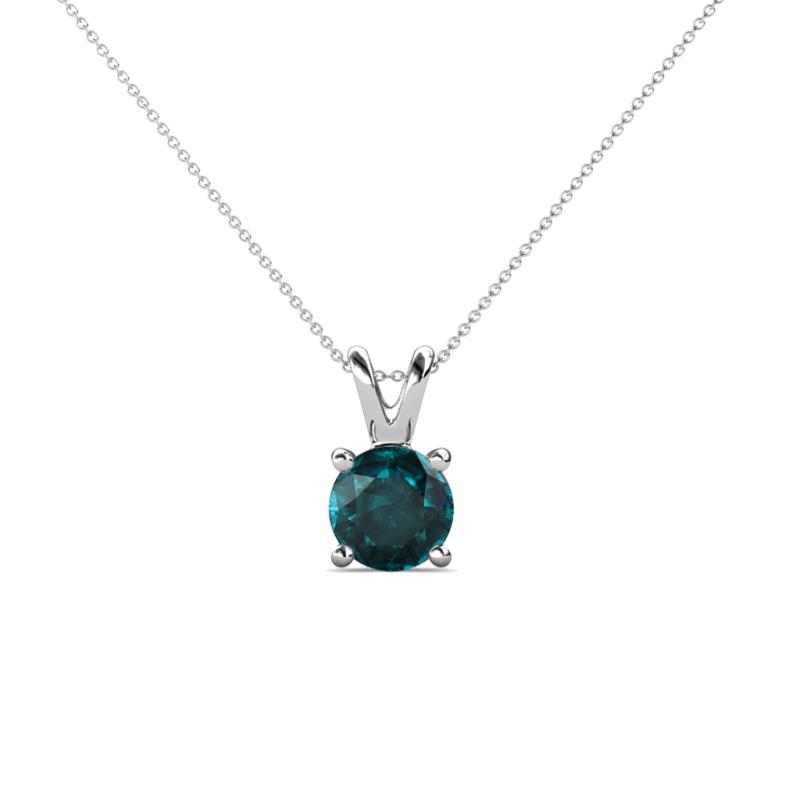 Jassiel 5.80 mm Round London Blue Topaz Double Bail Solitaire Pendant Necklace 