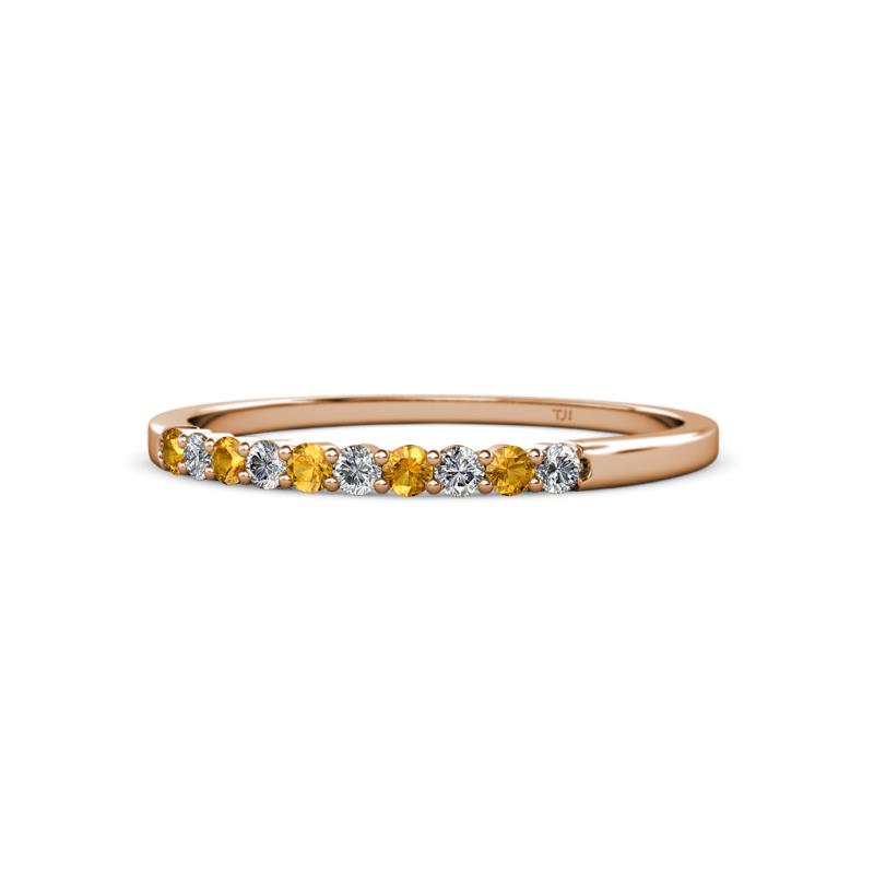 Clara 1.80 mm Citrine and Lab Grown Diamond 10 Stone Wedding Band 