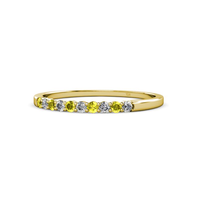 Clara 1.80 mm Yellow and White Lab Grown Diamond 10 Stone Wedding Band 