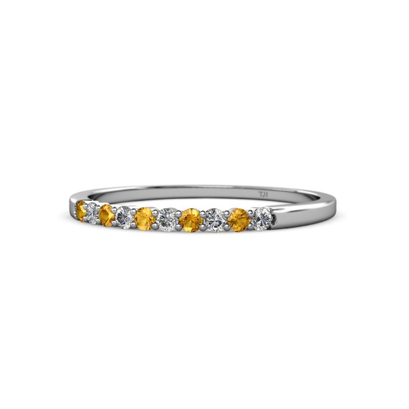 Clara 1.80 mm Citrine and Lab Grown Diamond 10 Stone Wedding Band 