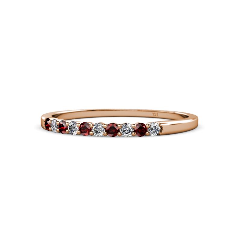 Clara 1.80 mm Red Garnet and Lab Grown Diamond 10 Stone Wedding Band 