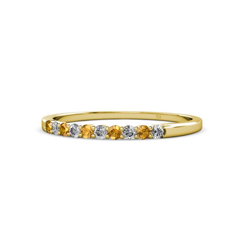 Clara 2.00 mm Citrine and Lab Grown Diamond 10 Stone Wedding Band 