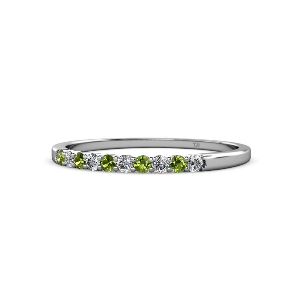 Clara 2.00 mm Peridot and Lab Grown Diamond 10 Stone Wedding Band 