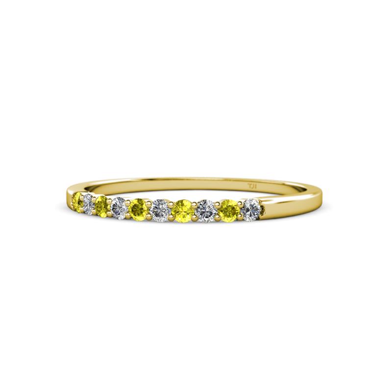 Clara 2.00 mm Yellow and White Lab Grown Diamond 10 Stone Wedding Band 