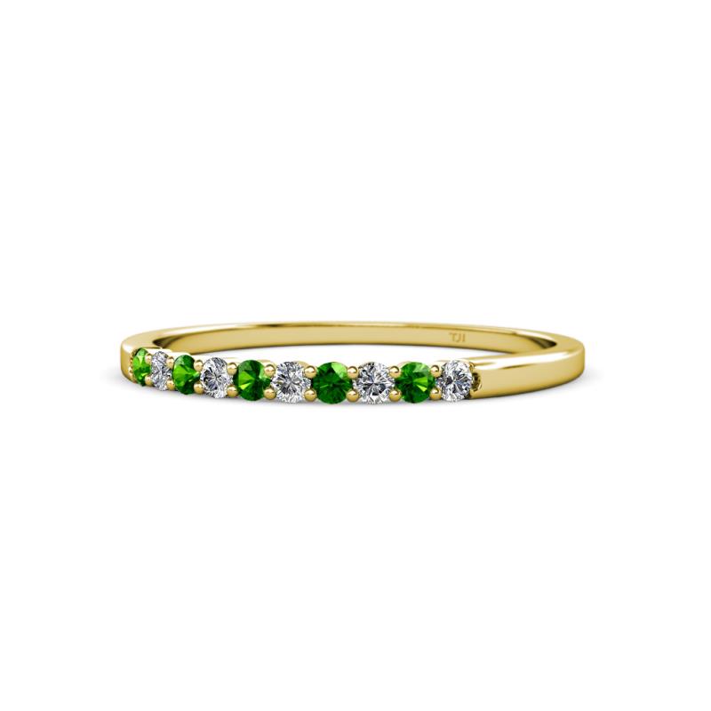 Clara 2.00 mm Green Garnet and Lab Grown Diamond 10 Stone Wedding Band 
