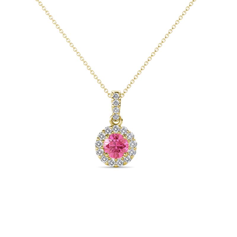 Azaria Pink Tourmaline and Diamond Halo Pendant 