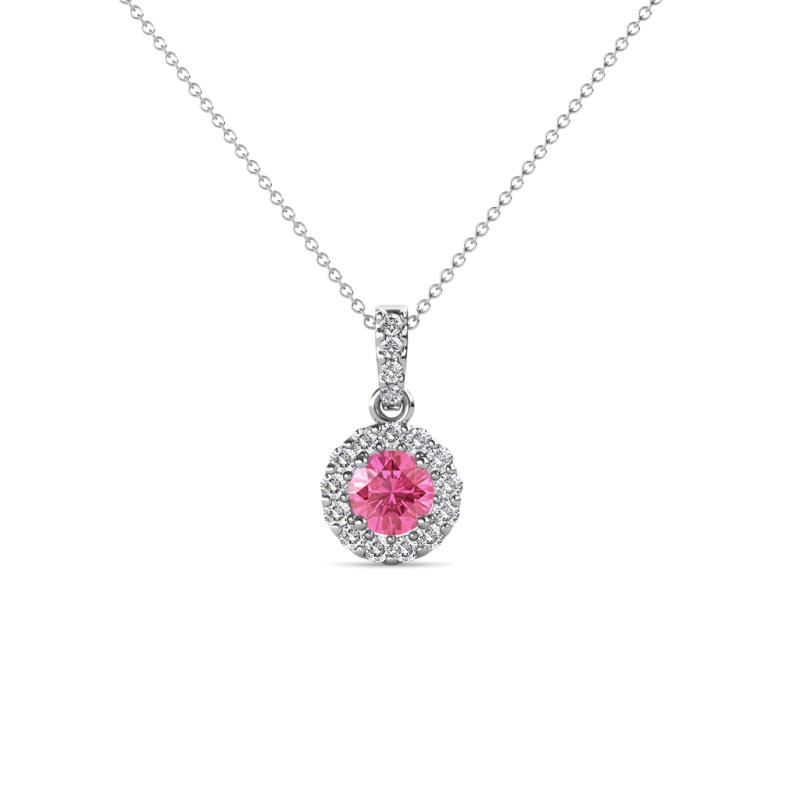 Azaria Pink Tourmaline and Diamond Halo Pendant 