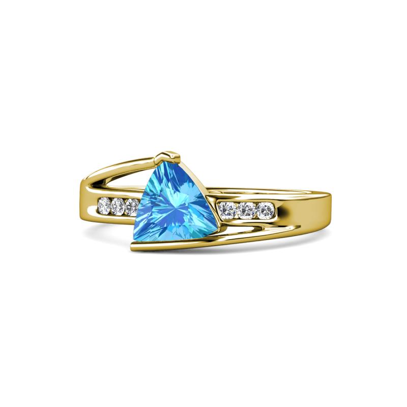 Medora 1.59 ctw Trillion shape Blue Topaz (7.00 mm) accented Natural Diamonds Engagement Ring 