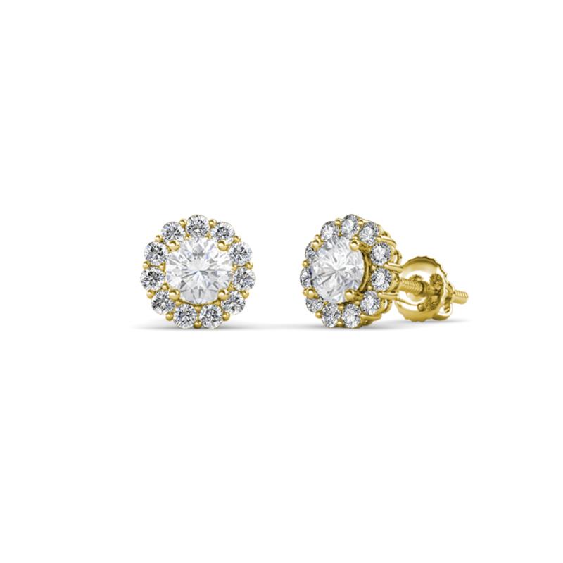 Ayana Round White Sapphire and Diamond Halo Stud Earrings 
