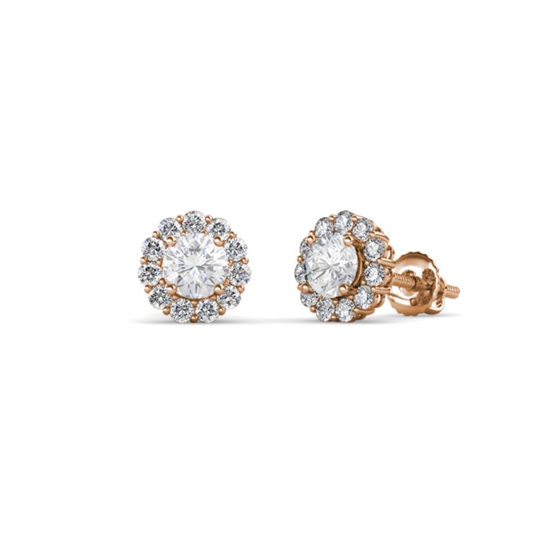 Ayana Round White Sapphire and Diamond Halo Stud Earrings 