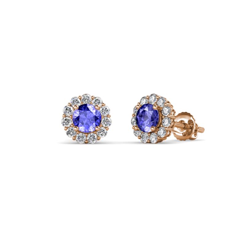 Ayana Round Tanzanite and Diamond Halo Stud Earrings 