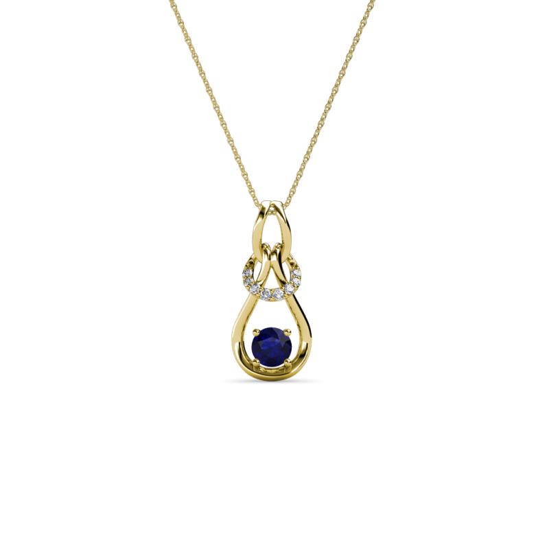 Neoma Blue Sapphire and Diamond Love Knot Slider Pendant 